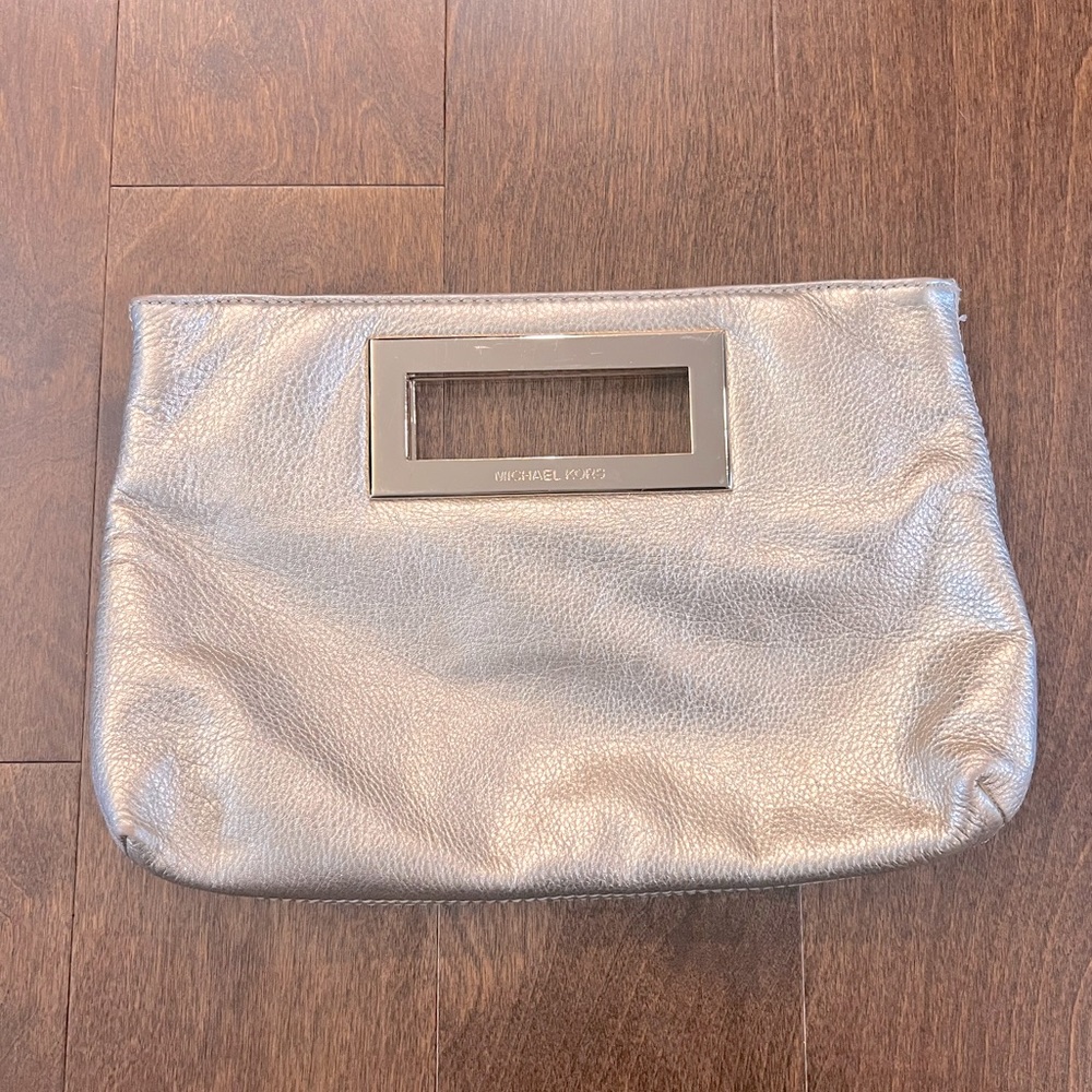 MICHAEL Michael Kors Berkley Pebble Leather Clutch, Gold